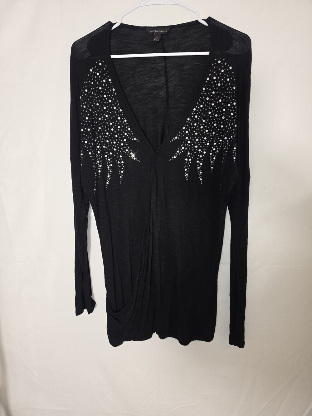 Rock & Republic Long Sleeve Women's Rhinestone Style Long Sleeve Size XL